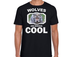 Dieren wolven t-shirt zwart heren - wolves are serious cool shirt - cadeau t-shirt wolf/ wolven liefhebber XXL