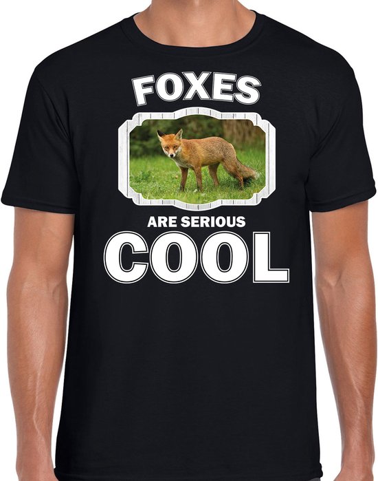 Dieren vossen t-shirt zwart heren - foxes are serious cool shirt - cadeau t-shirt bruine vos/ vossen liefhebber M