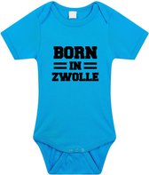 Born in Zwolle tekst baby rompertje blauw jongens - Kraamcadeau - Zwolle geboren cadeau 68