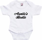 Aunties bestie tekst baby rompertje wit jongens en meisjes - Beste Tante kraamcadeau/ Aankondiging zwangerschap 92