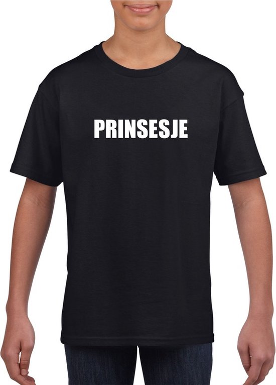 Prinsesje tekst t-shirt zwart meisjes 134/140
