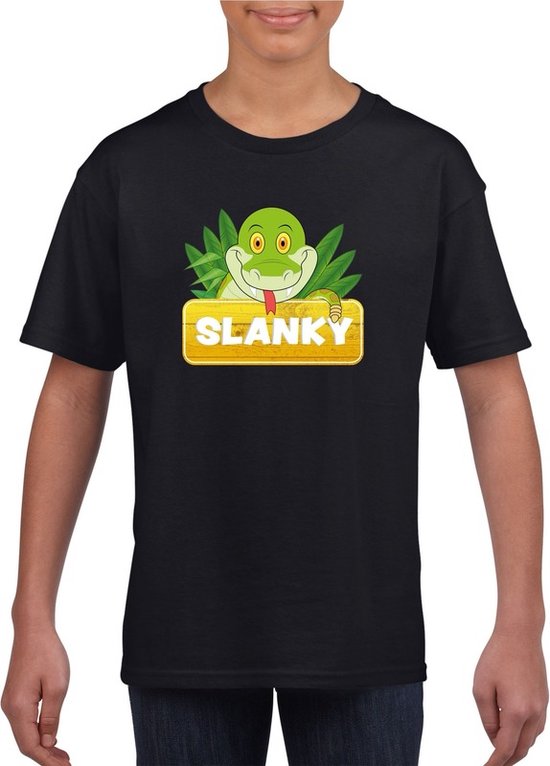 Slanky de slang t-shirt zwart voor kinderen - unisex - slangen shirt - kinderkleding / kleding 122/128