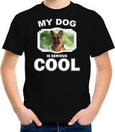 Duitse herder honden t-shirt my dog is serious cool zwart - kinderen - Duitse herders liefhebber cadeau shirt - kinderkleding / kleding 146/152