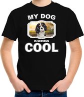 Spaniel honden t-shirt my dog is serious cool zwart - kinderen - Spaniels liefhebber cadeau shirt - kinderkleding / kleding 122/128