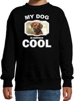 Rhodesian ridgeback honden trui / sweater my dog is serious cool zwart - kinderen - Pronkruggen liefhebber cadeau sweaters - kinderkleding / kleding 98/104
