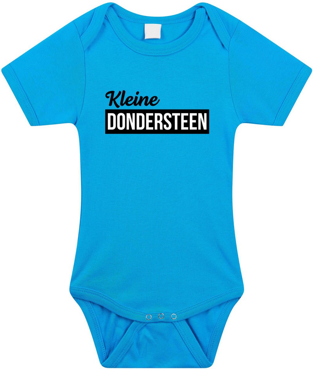 Kleine dondersteen tekst baby rompertje blauw jongens - Kraamcadeau - Babykleding 56