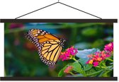 Posterhanger incl. Poster 150x75 cm - Schoolplaat - Vlinders - Bloem - Natuur - Textielposter - Zwarte latten