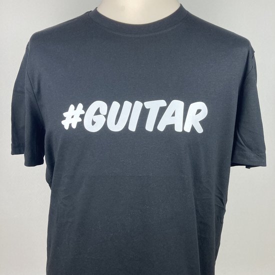 T-shirt #GUITAR - Heren - L - Zwart