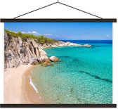 Porte-affiche avec affiche - Affiche scolaire - Mer - Plage - Été - 150x113 cm - Lattes noires