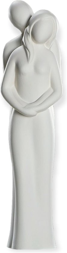 Gilde Handicraft I hold you tight - Sculpture Statue - Céramique - Wit/ Argent- 38 cm