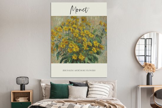 Oude Meesters sur Toile - 120x160 - Décoration murale Art - Monet - Peinture - Fleurs de topinambour