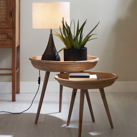 Light & Living Colon - Table d'appoint ronde - Naturel - Ø46 + Ø56 cm