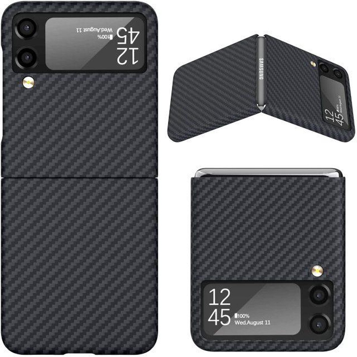 RNZV - Samsung z flip 4 case - Samsung flip hoesje - Samsung Z Flip 4 - ZWART