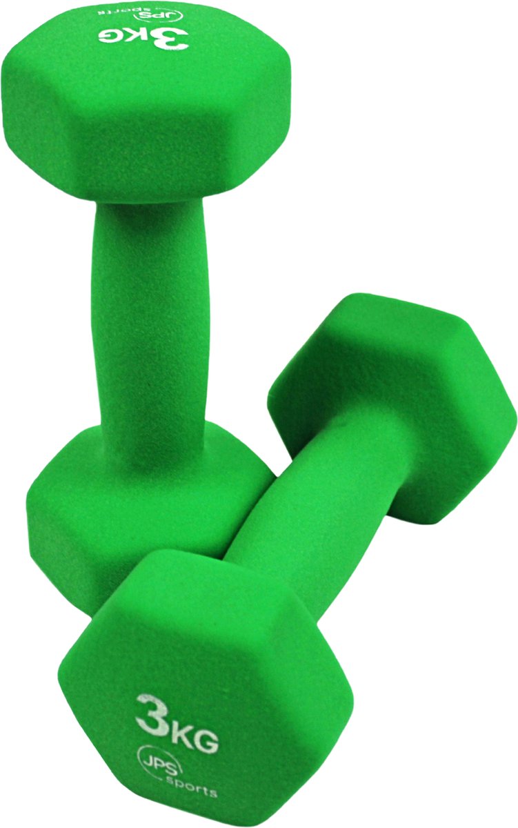 JPS Sports® Dumbells - Gewichten - Dumbells set 2 x 3 kg - Zeshoekig - Duurzaam - Groen