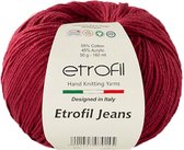 ETROFIL- Jeans Crochet et Fil à Tricoter-Bordeaux 15-55% Katoen 45% Acryl