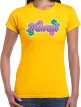 Hawaii t-shirt geel met bloemen voor dames - Zomer kleding XS