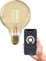 Calex Slimme Lamp - Wifi LED Filament Verlichting - Globe 9,5cm - E27 - Smart Lichtbron Goud- Dimbaar - Warm Wit licht - 7W