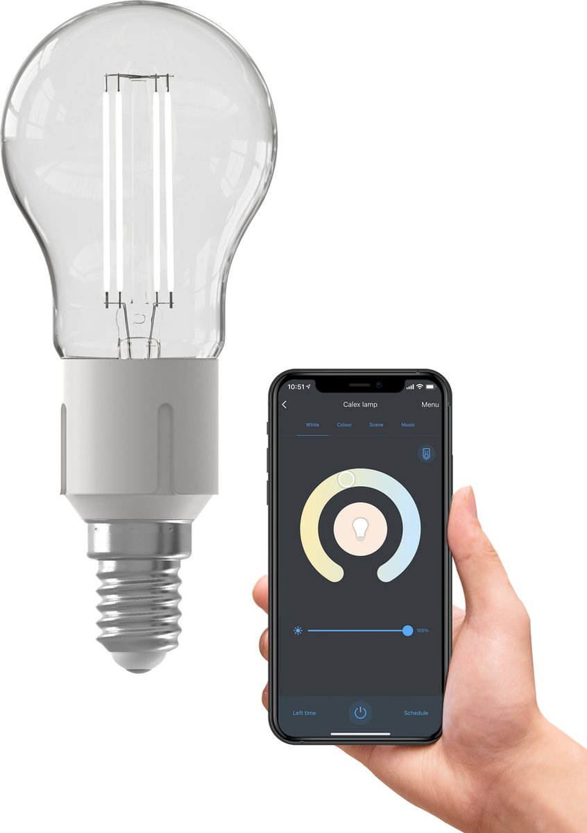 Calex wifi Smart Kogellamp Helder Filament E14