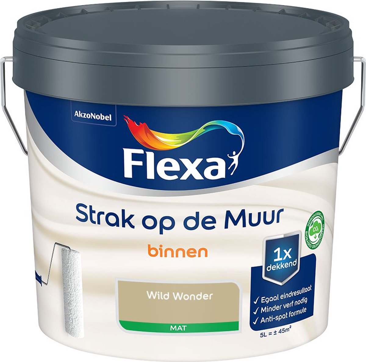 Flexa Strak op de Muur - Binnen muurverf - Mat - Kleur van het Jaar 2023 - Wild Wonder - 5 liter