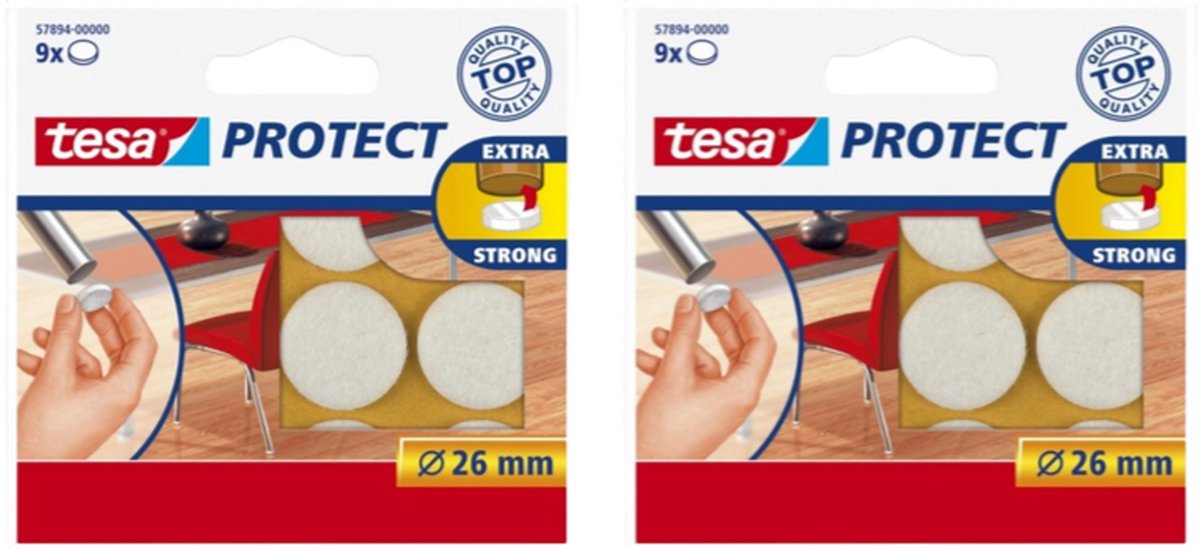 Tesa protect vilt wit rond zelfklevend beschermend 26 mm 2 x 9 stuks