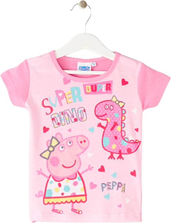 Peppa Pig / Peppa Big T-shirt - Super Dino - Roze - Maat 116