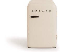 CREATE - Koelkast in retrostijl - Gebroken wit - Handvat Zwart - FRIDGE RETRO 107L