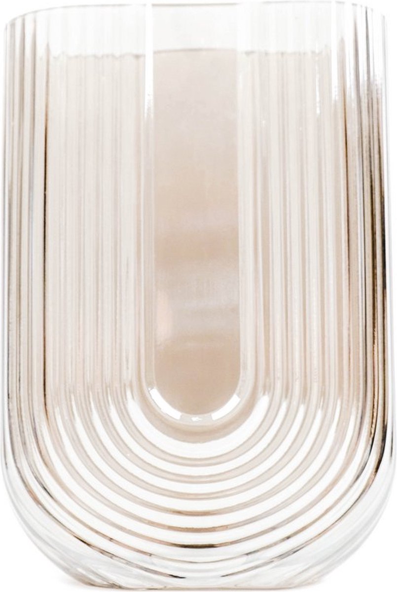 Housevitamin HV Ribbled U-vormige Vaas-Zwart-13x6.5x18cm grijs