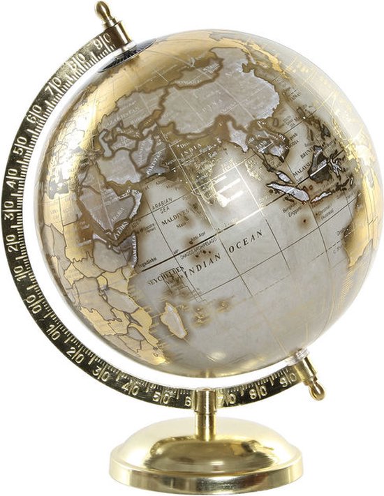 Globe Décoration /Globe doré sur socle métal/Étendard 20 x 28 cm -  Landen/Continent... | bol