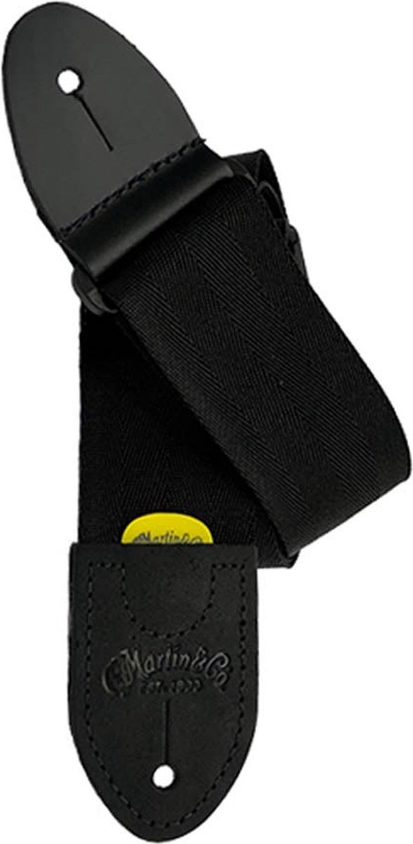 Martin SPA 18A0104 gitaarriem, geweven, 6,3cm. breed, met logo, zwart