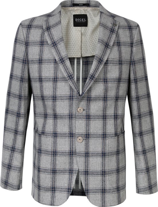 Digel Edward Colbert - Modern Fit - Grijs/Blauw Geblokt - Maat 54 | bol