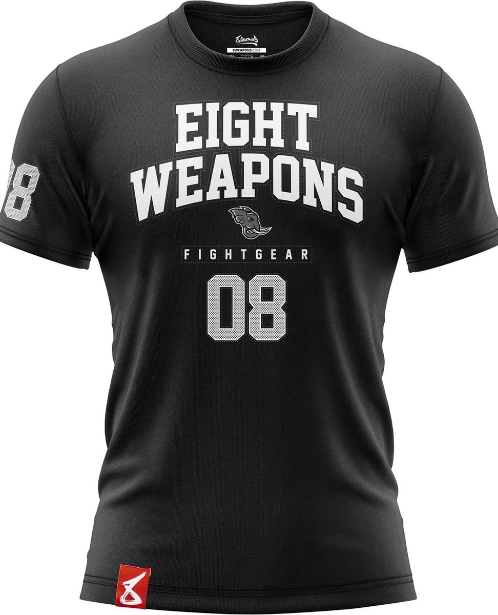 8 WEAPONS Muay Thai T-Shirt Team 08 Zwart Wit maat XL