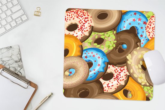Muismat 30x30 cm - Mousepad Donuts - Patronen - Sterren - Muismatten