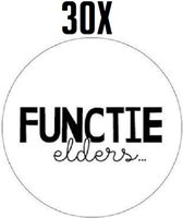 30x Functie Elders - Sluitstickers - Sticker - 40mm - 30 stuks - Zwart - Wit - Collega - Afscheid - Wensetiket - Baan