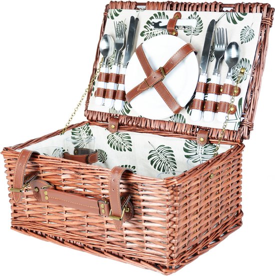 Panier pique-nique - 4 personnes - 22 pièces - panier en osier