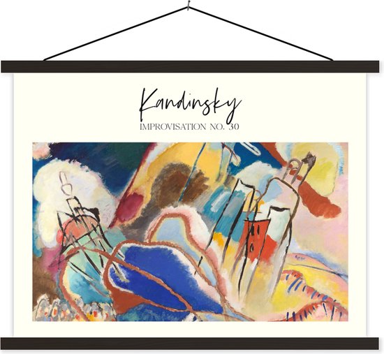 Posterhanger incl. Poster - Schoolplaat - Improvisation no. 30 - Wassily Kandinsky - 60x45 cm - Zwarte latten