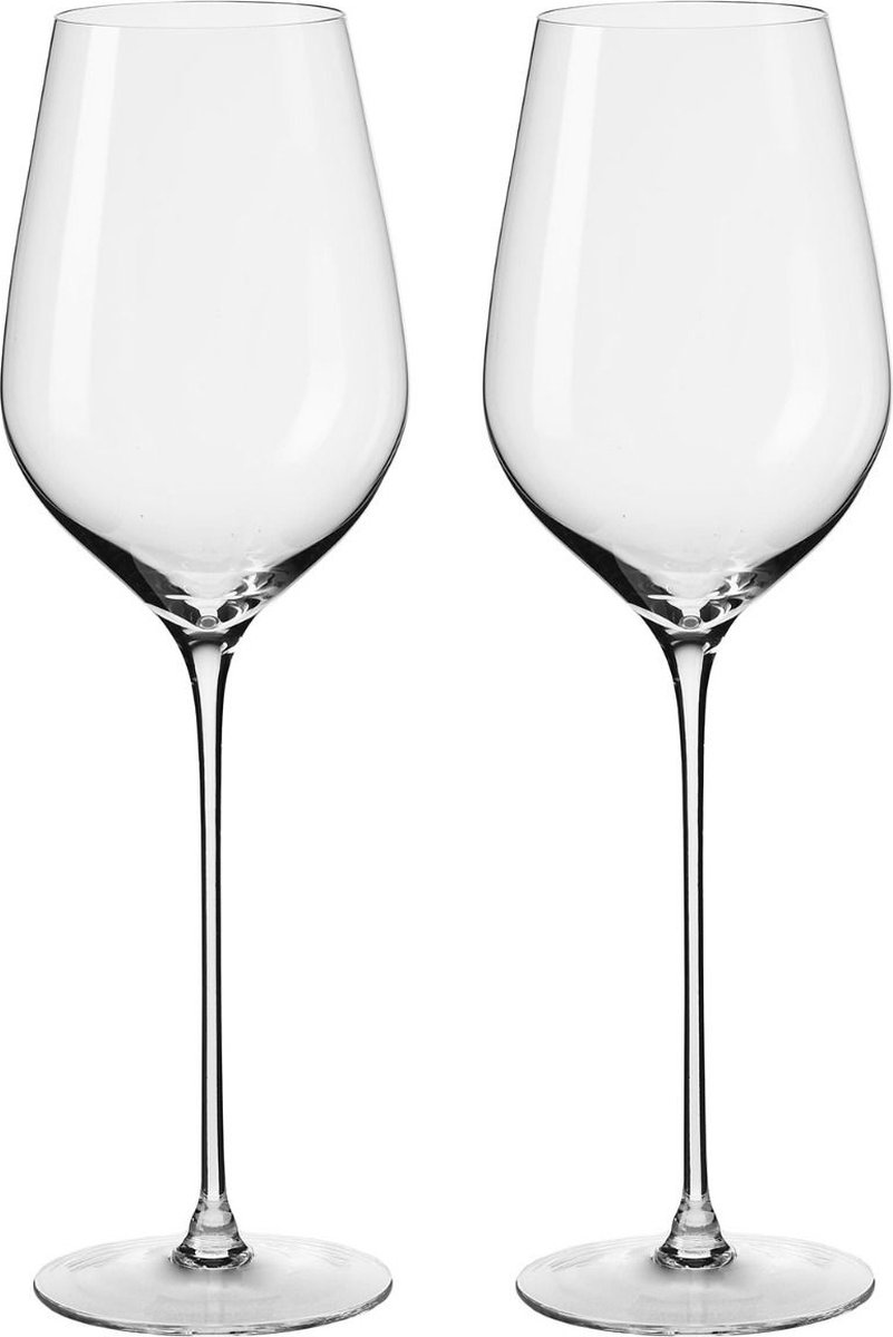 Witte wijnglas 340 ml - super skinny voet - crystalline - handgemaakt - 2 st. - cadeau idee