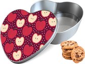 Bocal à Biscuits Pommes Coeur - Boîte de Rangement 14x15x5 cm