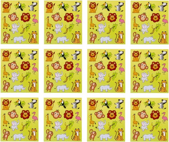 Stickers Wilde Dieren | Jungle Traktatie | 11,5 X 10 cm | 12 Stickervellen
