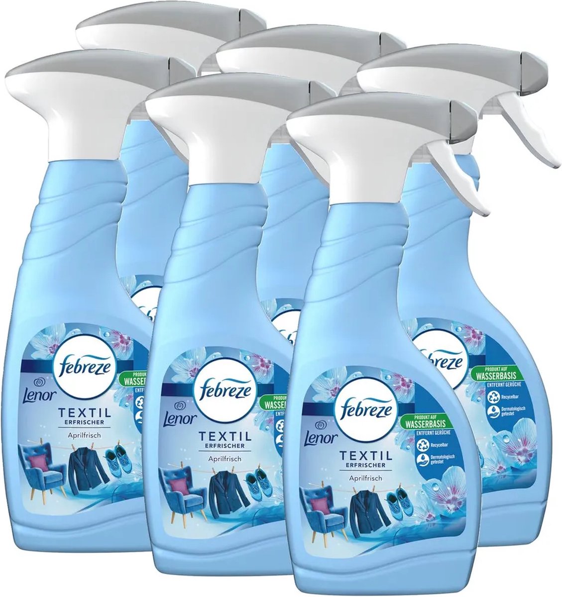 Goedkoopste Lenor Febreze Textielverfrisser Spray - VOORDEELVERPAKKING - Fresh - | 6x 500ml | Verwijdert nare geuren