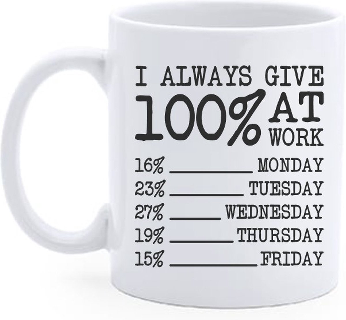 Mug - Tasse design Je me donne toujours à 100% au travail