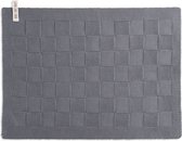 Knit Factory Gebreide Placemat - Onderlegger Uni - Eetmat - Med Grey - 50x30 cm