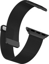 Zwart Bandje geschikt voor Apple Watch 44 mm / 45 mm / 49 mm / 42 mm Series 1 / 2 / 3 / 4 / 5 / 6 / 7 / 8 / SE / Ultra - Milanees Horlogebandje