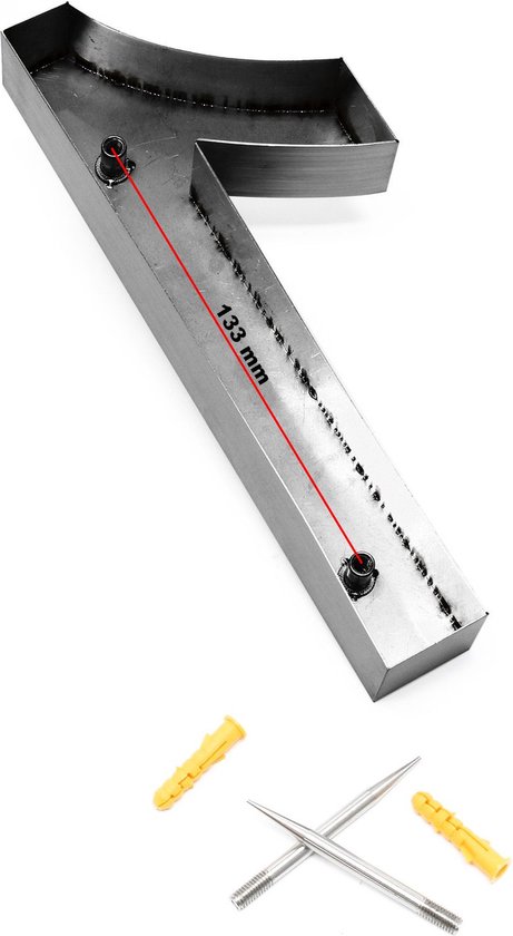 3D huisnummer 5 antraciet - grijs RAL 7016 roestvrij staal V2A roestvrij weerbestendig roestvrij Hoogte 20 cm inclusief montagemateriaal verkrijgbaar