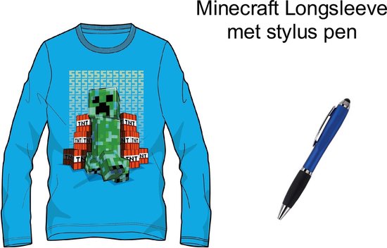 T-shirt à manches longues Minecraft - avec stylet. Taille 116 cm / 6 ans.