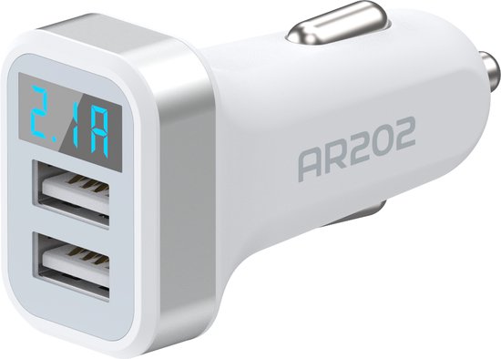 Autolader met Geschikt voor: Lightning kabel - Auto Oplader Stekker Lader - Car USB Adapter - Geschikt voor: Apple iPhone 15 / 14 / 13 / 12 / 11 / Pro Max / X / XS / XR / MAX / SE / 5S /5 / 6S / 6 Plus / 7 / 7 Plus / 8 / 8 Plus - Ar202