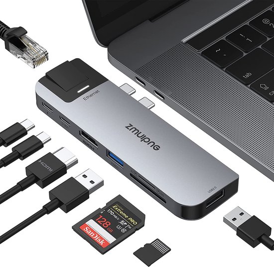 USB C-adapter voor MacBook Pro MacBook Air 13 15 16 inch 2020/2019/2018,  USBC... | bol.com