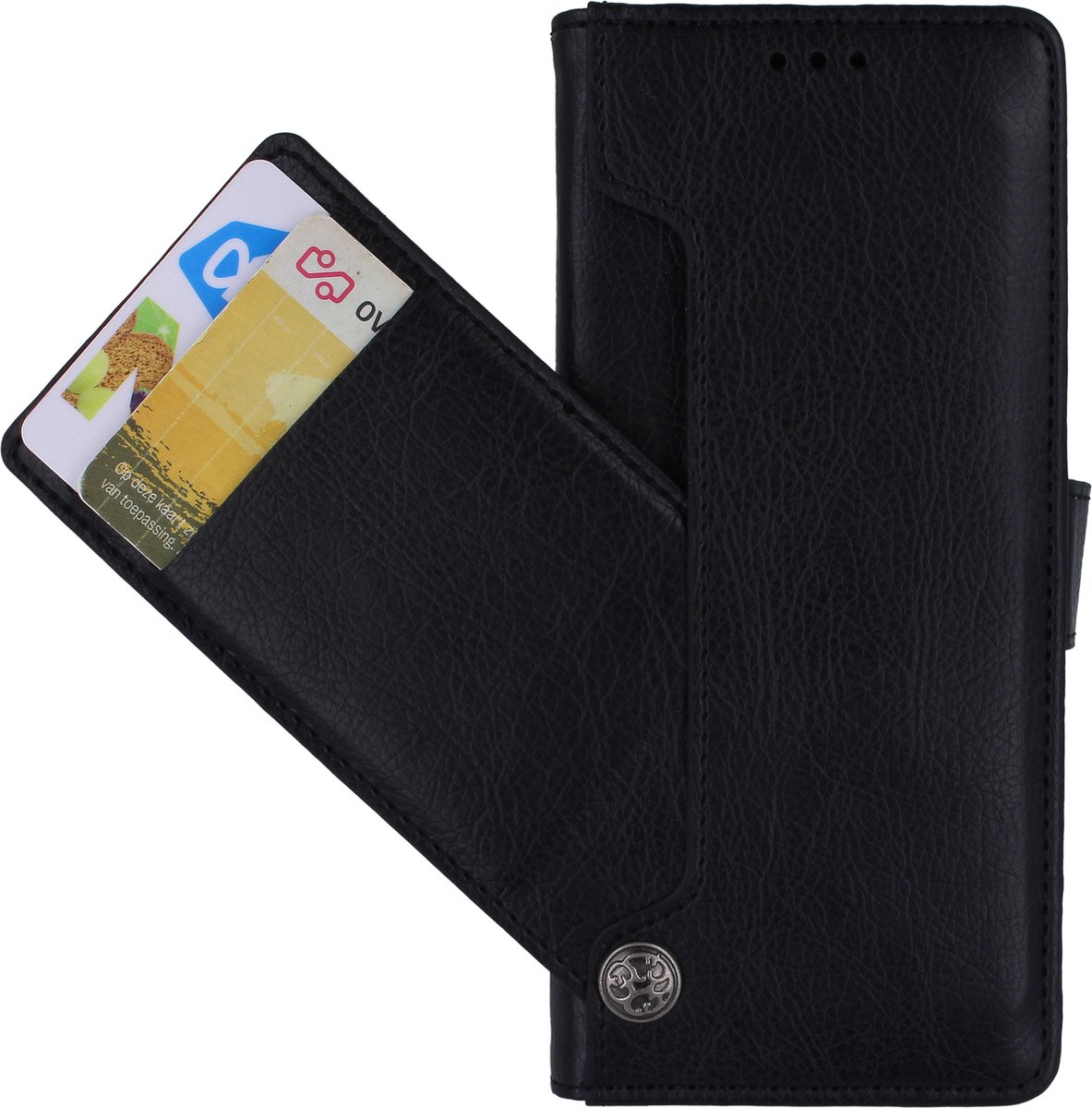 Samsung A8 2018 TPU/Kuntstleer - hoesje Zwart Boekhoesje - wallet case