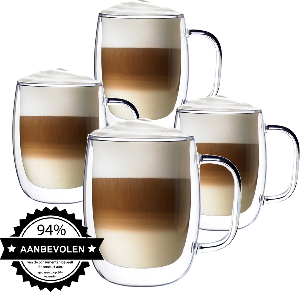 6 Tasses à Latte Macchiato avec Poignée et Cuillères Longues - 300ml -  Taille Idéale pour les Machines à Café - Lavable au Lave-vaisselle :  : Cuisine et Maison