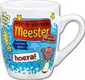 Mok - Cartoon Mok - Voor de aller- allerbeste Meester - In cadeauverpakking met gekleurd lint