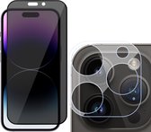 Privacy Screenprotector geschikt voor iPhone 14 Pro met Camera Screen Protector - Volledig Dekkende Gehard Glas Tempered Glass Screen Protector